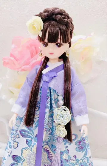 리카짱 핸드메이드 치마저고리 머리 장식 귀걸이 4개 세트