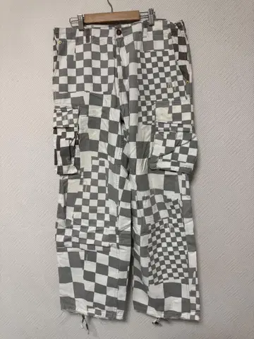 ERL UNISEX PRINTED CARGO PANTS 플래그 체크