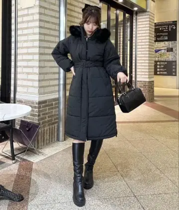 NICE CLAUP 롱 페이크 다운 코트