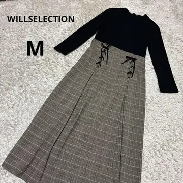 WILLSELECTION 도킹 원피스 니트 M 체크 리본