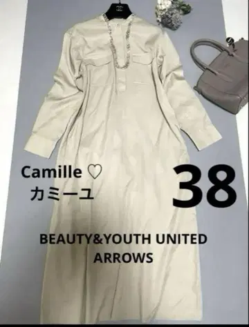 [ 새상품급 ] 유나이티드 애로우 셔츠 원피스 베이지 38