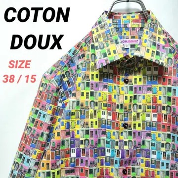 COTON DOUX 코토노두 패턴 셔츠 올 패턴 멀티 컬러 남성용 긴팔