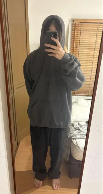 그레이 후드티 코튼 폴리 빅 후드티 구제 의류