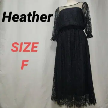 Heather 헤더 롱 원피스 레이스 플레어 A라인 쉬폰 블랙