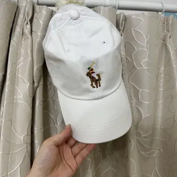 POLO 사슴 자수 화이트 캡