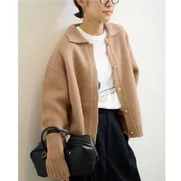 24AW FRAMeWORK 울100% 메탈 버튼 카라 가디건 F