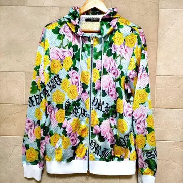 JOYRICH 조이리치 긴팔 밝은 꽃무늬 메쉬 후드티 M