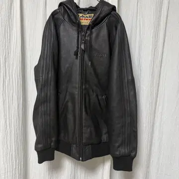 Schott 블랙라인 가죽 후드티
