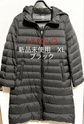 유니클로 후드 부착 롱 다운 자켓 블랙
