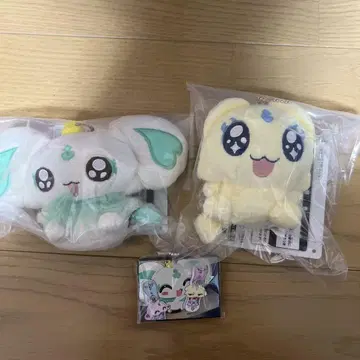 제일복권 프리큐어 메플&포룬 봉제 인형 마스코트 세트와 러버 참