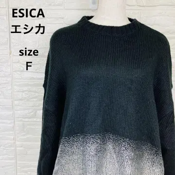 ESICA 에시카 롱 기장 니트 호일 프린트 오버 사이즈 풀오버 니트