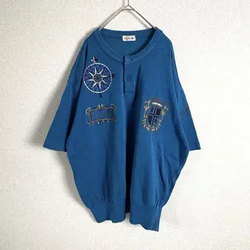 PIA SPORTS 반팔 니트 스웨터 썸머 니트 자수 디자인 2XL