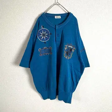 PIA SPORTS 반팔 니트 스웨터 썸머 니트 자수 디자인 2XL