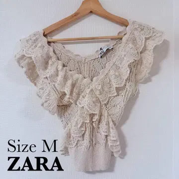 [ 미사용 ] ZARA 프릴 슬리브리스 상의 M