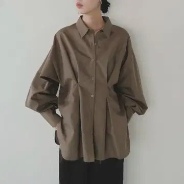 LIAN 허리턱 컬러 셔츠 브라운