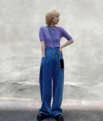 아메리 빈티지 MEDI SCRATCH OVAL WIDE DENIM