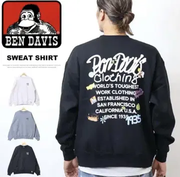 BEN DAVIS 백 프린트 크루넥 맨투맨