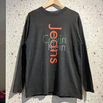 90s CALVIN KLEIN JEANS 로고 프린트 롱 T셔츠
