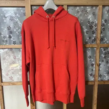 Champion 레드 후드 부착 후드티 S