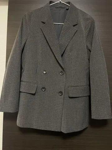 GU 더블 브레스트 체크 자켓