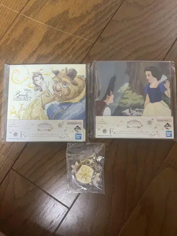 디즈니 프린세스 제일복권 F상 미니 캔버스 보드 2종 아크릴 키링 세트