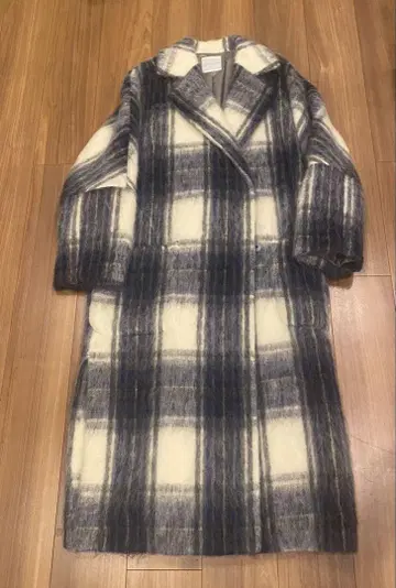 CITY SHOP 샤기 코트 체크 무늬