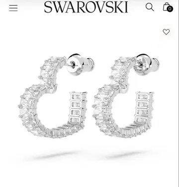 Swarovski Matrix 하트 후프 귀걸이