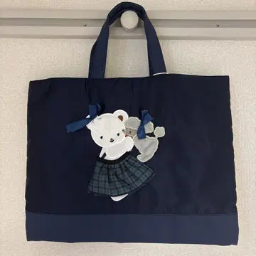 곰 자수 네이비 토트백