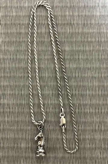 silver925 체스 나이트 & 로프 체인