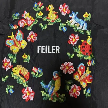 FEILER 꽃무늬 자수 에코백 블랙