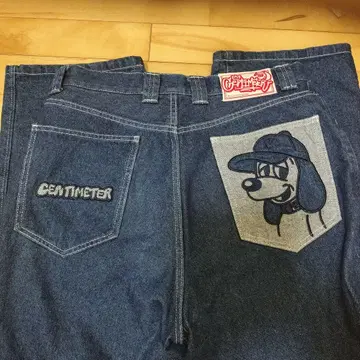 CMT 개 자수 와이드 레그 데님