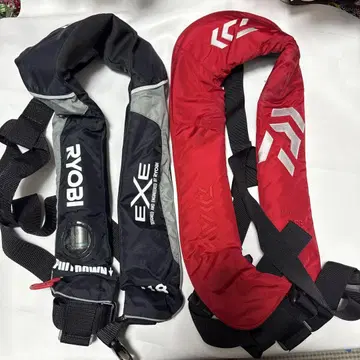 RYOBI EXE 자동 팽창식 구명 조끼 블랙 레드