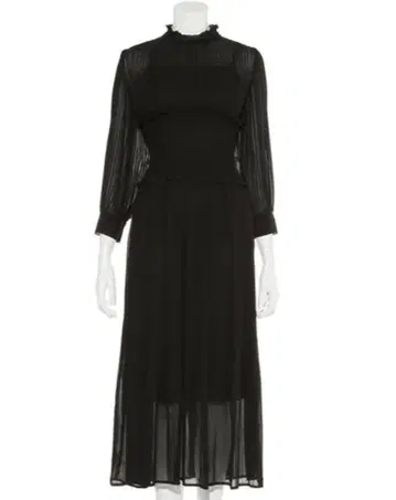 프레이 아이디 플리츠 플레어 원피스 블랙