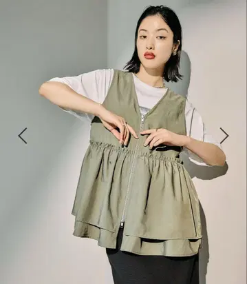 LEPSIM 개더W 지퍼 베스트 카키 사이즈 FREE