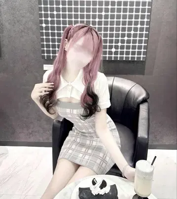 HONEYMEW 체크 앙상블 원피스 그레이