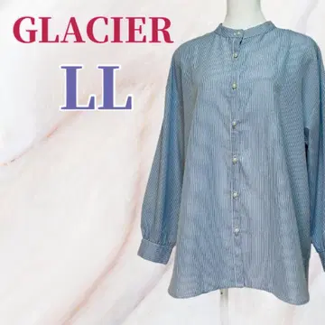 [ 새상품급 ] 그라시아 스트라이프 밴드 카라 셔츠 LL 폴리에스테르