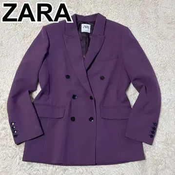 ZARA 자라 더블 테일러드 자켓 더블 버튼 보라색 퍼플 독특함