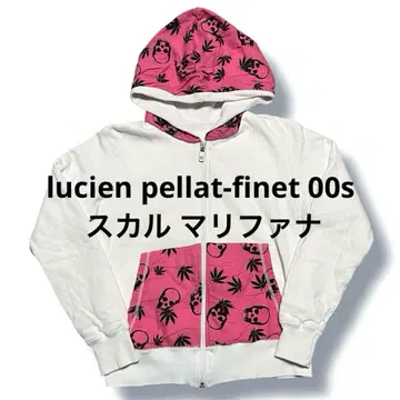 루시앙페라피네 스컬 마리화나 린넨 후드티 00s 이탈리아제