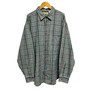O 90s L.L.Bean 플란넬 셔츠 그린 계열 체크 XL