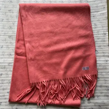 화이트 캐시미어 100% 대형 스톨 코랄 핑크