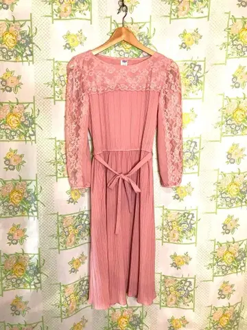 빈티지 핑크 레이스 드레스