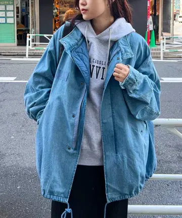 CIAOPANIC TYPY 퀼팅 M-65 숏 모즈 코트 데님