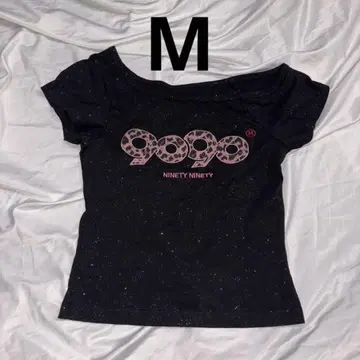 9090 girl OG LogoOffShoulderGlitter 티셔츠