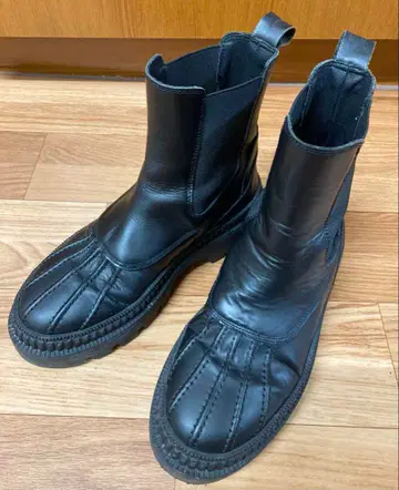 REMME 가죽 사이드 고어 부츠 첼시 통굽 탱크 밑창 37