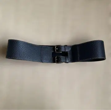 dept mother vintage 엠보 가죽 벨트 이중 버클 블랙