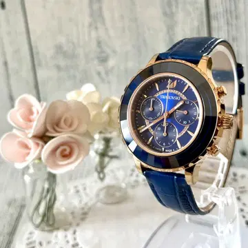 [ 레어 ] Swarovski 스와로브스키 손목시계 옥테아 크로노 네이비