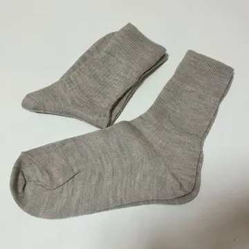 메리노울 100% 리브 여성 양말 베이지 2족 세트