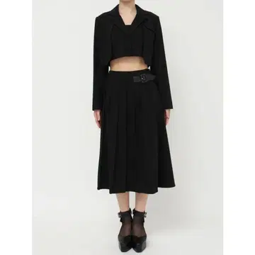 EATME 셋업 멀티WAY 숏 자켓+플리츠 스커트