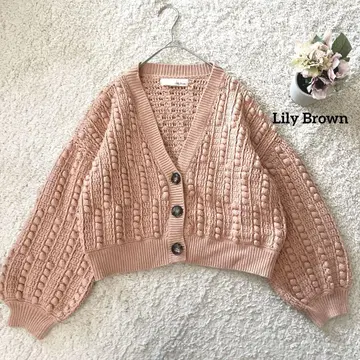 릴리 브라운 Lily Brown 핑크 팝콘 니트 가디건