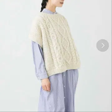 카구레 페루 아란 크루넥 베스트 IVORY